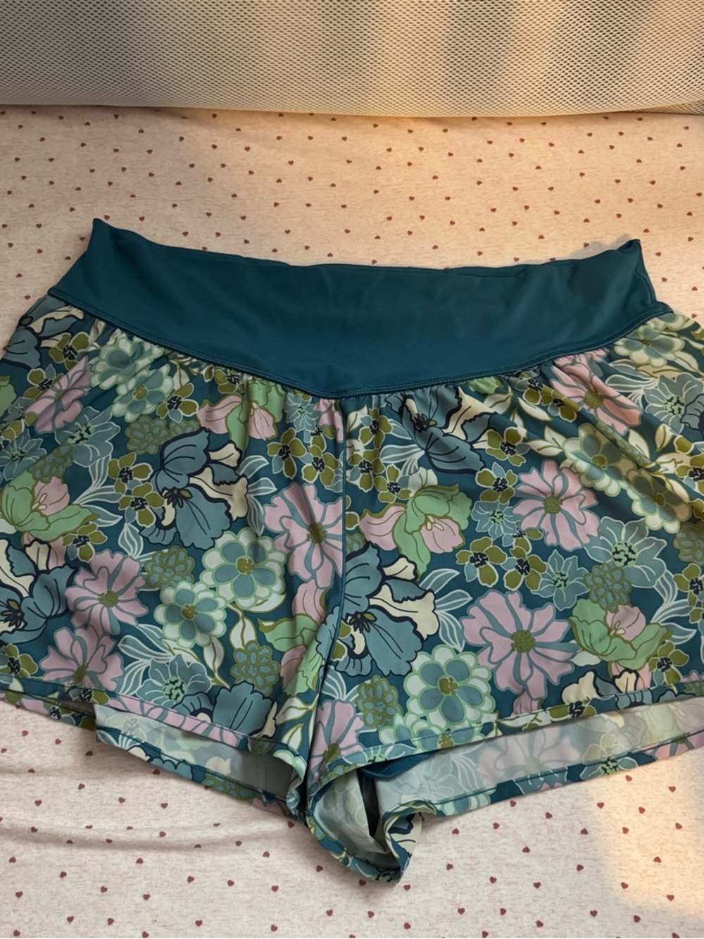 aerie Floral Teal & Pink Athletic Shorts